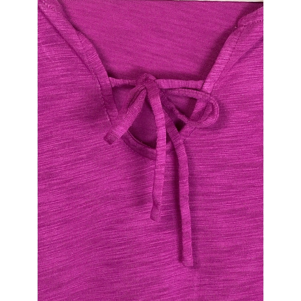 Belle by Kim Gravel XL Magenta Tie Neck Slub Knit Tunic Top Modal Cotton - Picture 3 of 14